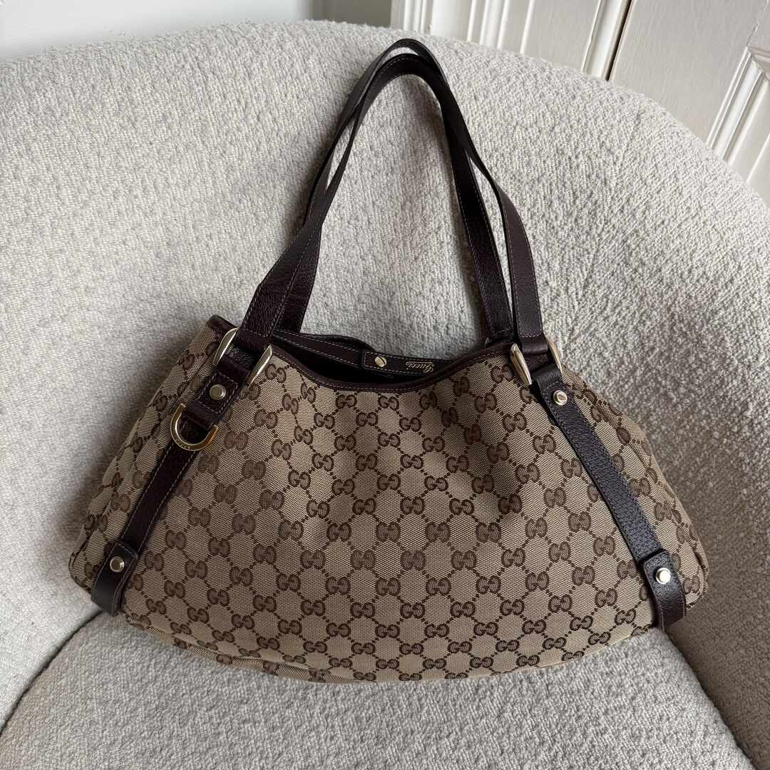 Gucci GG Canvas Abbey Brown Tote Bag