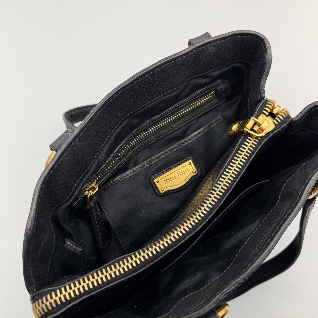 Miu Miu Vitello Leather Black Shoulder Bag