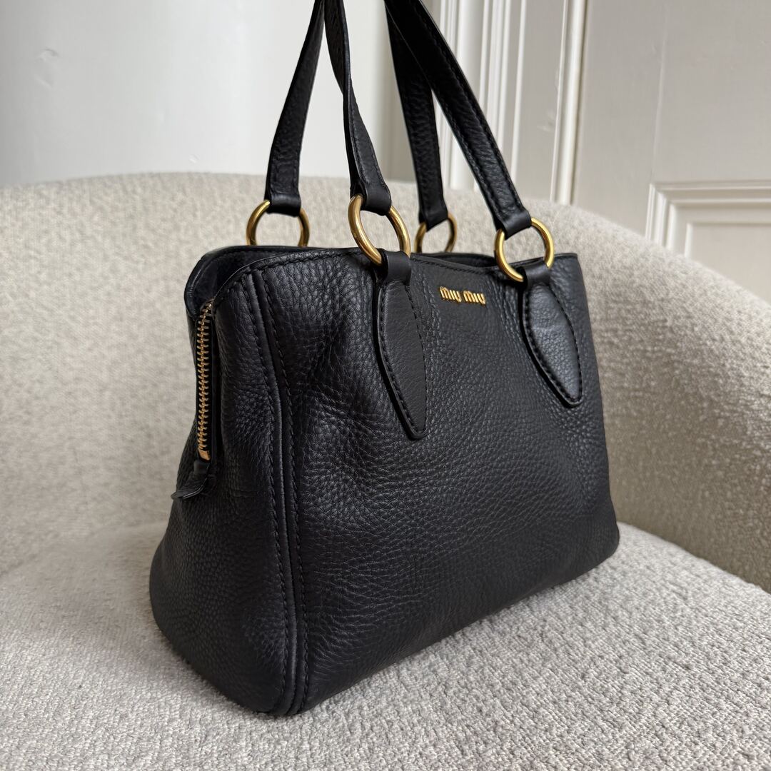 Miu Miu Vitello Leather Black Shoulder Bag