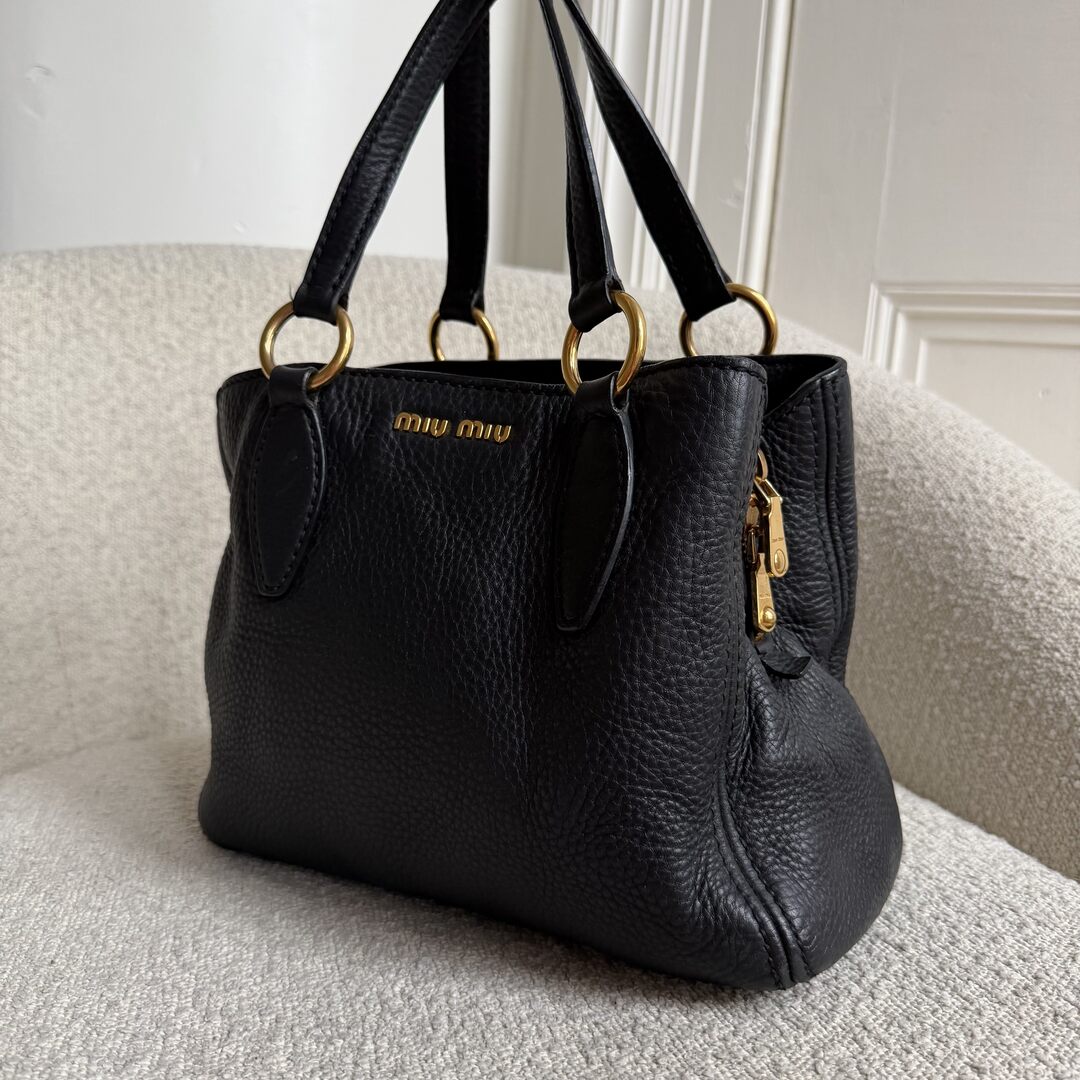 Miu Miu Vitello Leather Black Shoulder Bag