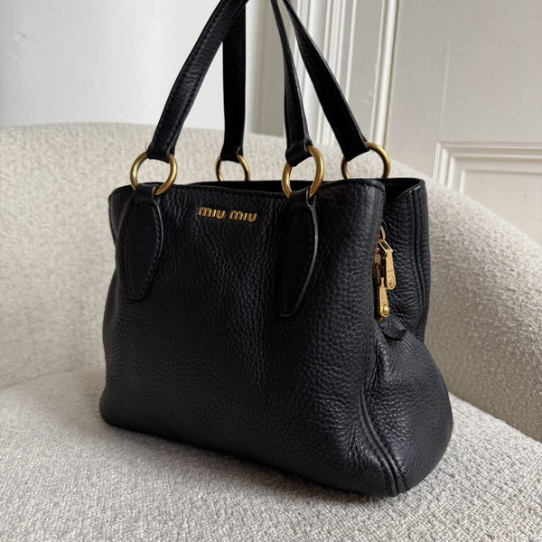 Miu Miu Vitello Leather Black Shoulder Bag