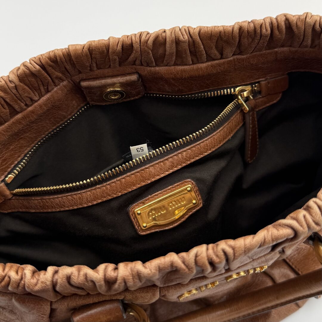 Miu Miu Vitello Leather Brown Handbag