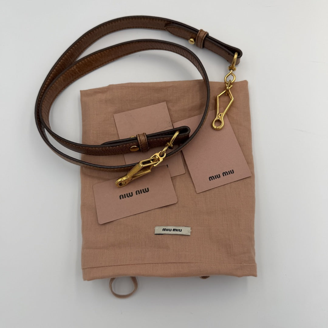 Miu Miu Vitello Leather Brown Handbag