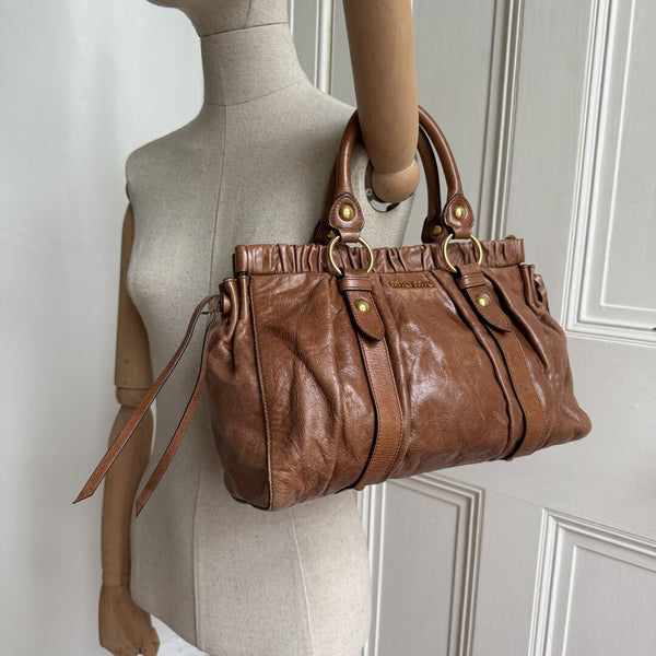 Miu Miu Vitello Leather Brown Handbag