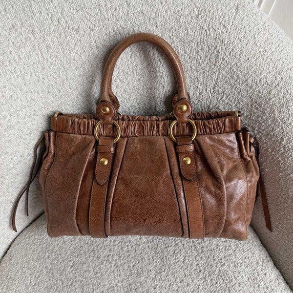 Miu Miu Vitello Leather Brown Handbag
