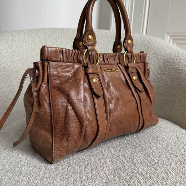 Miu Miu Vitello Leather Brown Handbag