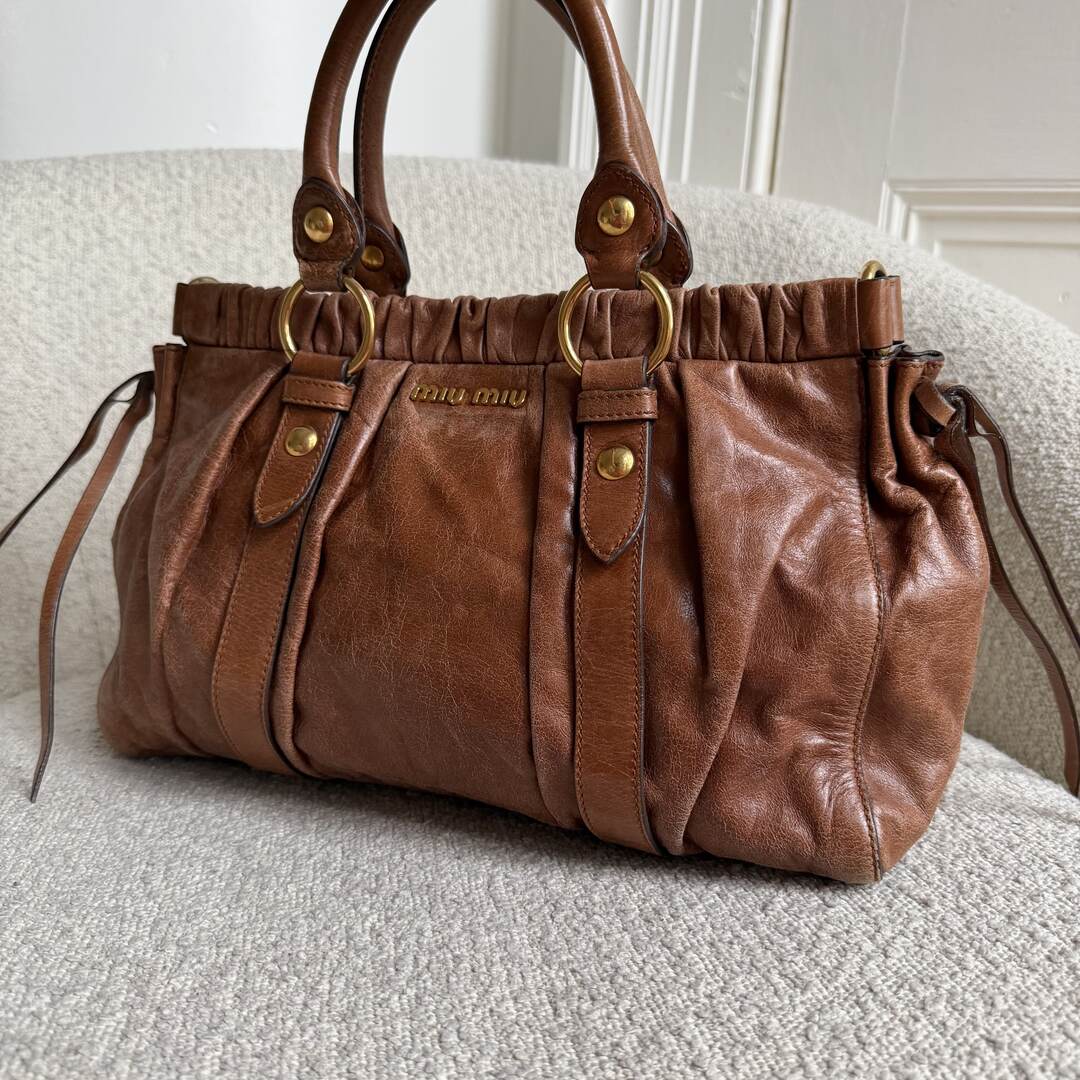 Miu Miu Vitello Leather Brown Handbag
