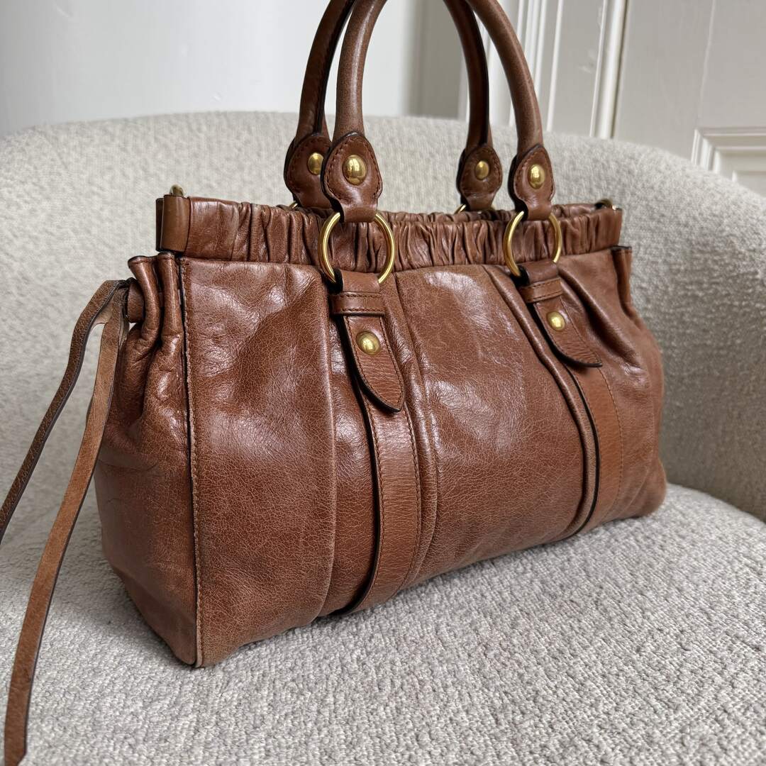 Miu Miu Vitello Leather Brown Handbag