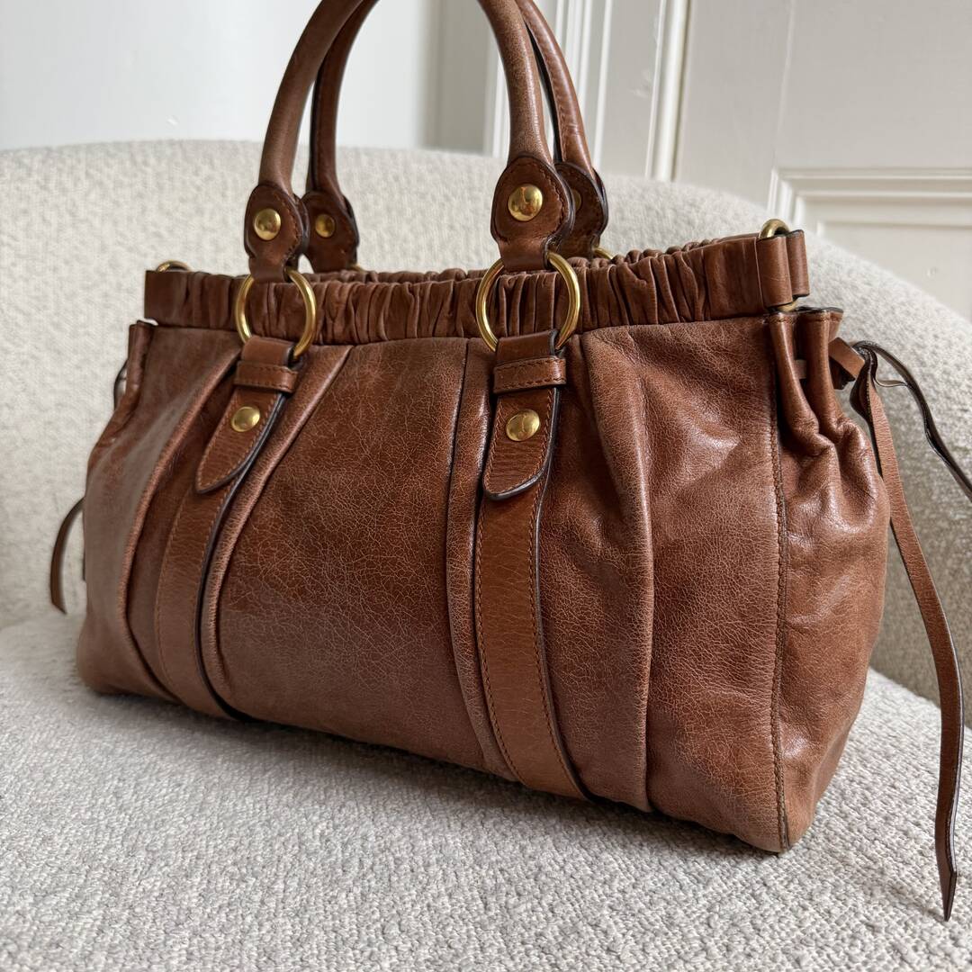 Miu Miu Vitello Leather Brown Handbag