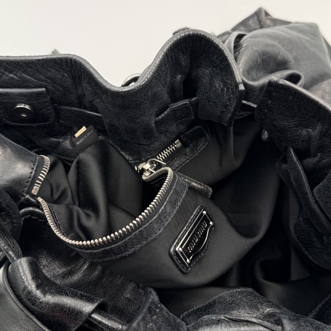 Miu Miu Vitello Leather Black Tote Bag