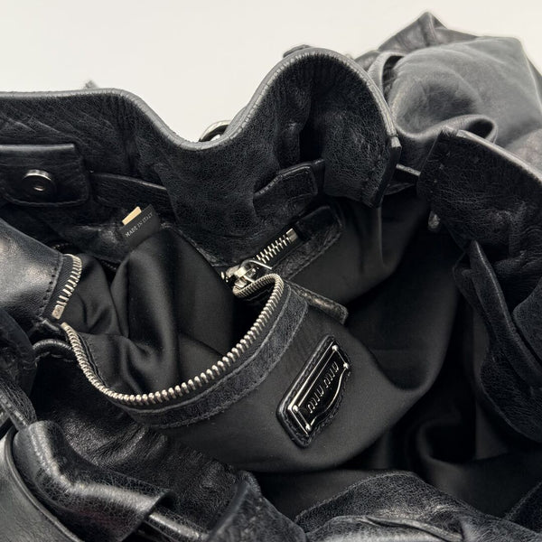 Miu Miu Vitello Leather Black Tote Bag