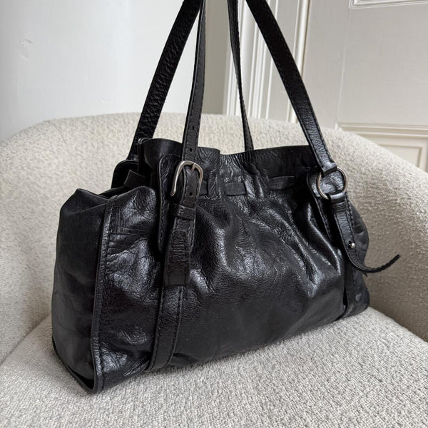 Miu Miu Vitello Leather Black Tote Bag