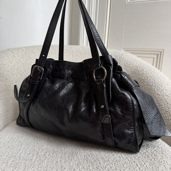 Miu Miu Vitello Leather Black Tote Bag