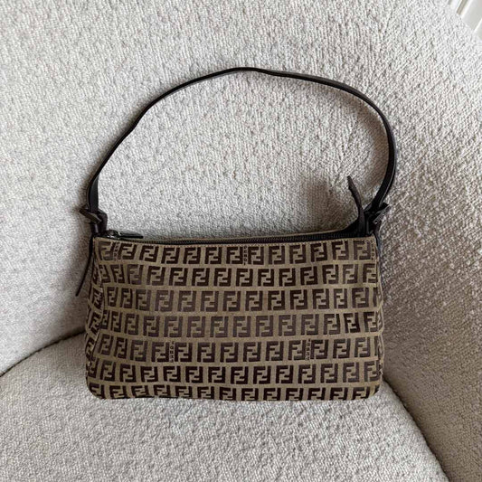 Fendi Zucchino Brown Shoulder Bag