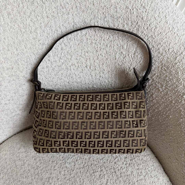 Fendi Zucchino Brown Shoulder Bag