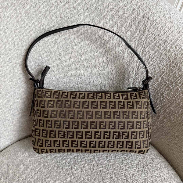 Fendi Zucchino Brown Shoulder Bag