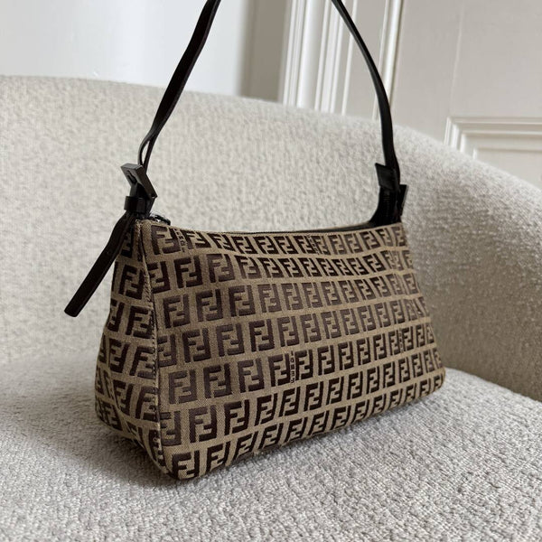 Fendi Zucchino Brown Shoulder Bag
