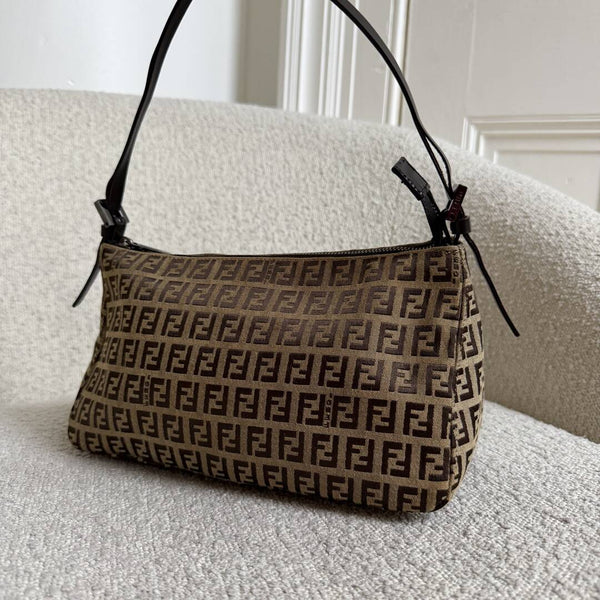 Fendi Zucchino Brown Shoulder Bag