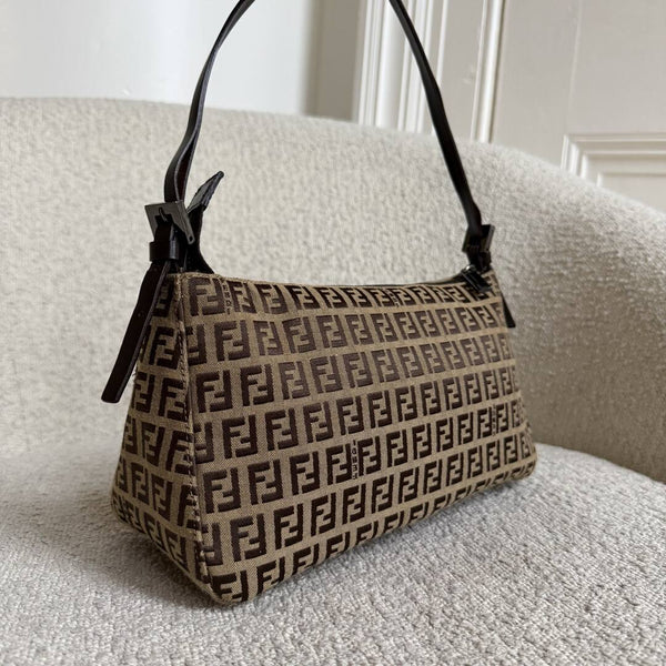 Fendi Zucchino Brown Shoulder Bag