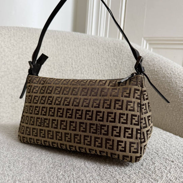 Fendi Zucchino Brown Shoulder Bag
