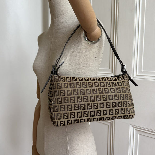 Fendi Zucchino Brown Shoulder Bag