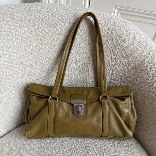 Prada Vitello Easy Leather Green Shoulder Bag