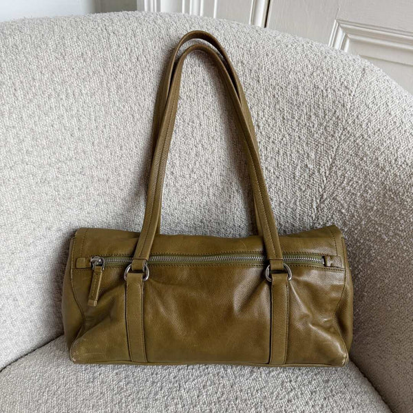 Prada Vitello Easy Leather Green Shoulder Bag