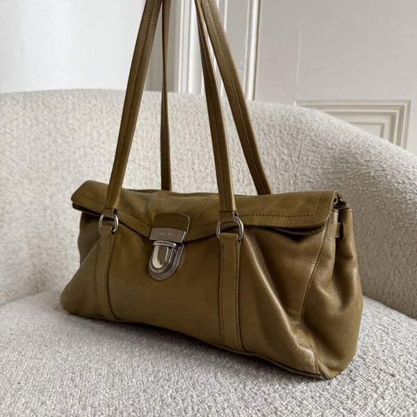 Prada Vitello Easy Leather Green Shoulder Bag