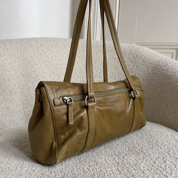 Prada Vitello Easy Leather Green Shoulder Bag