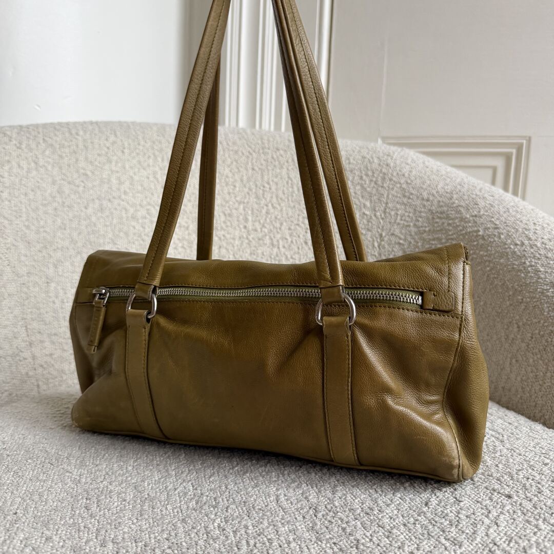 Prada Vitello Easy Leather Green Shoulder Bag