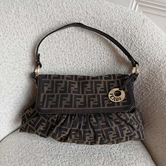 Fendi Zucca Chef Dark Brown Shoulder Bag