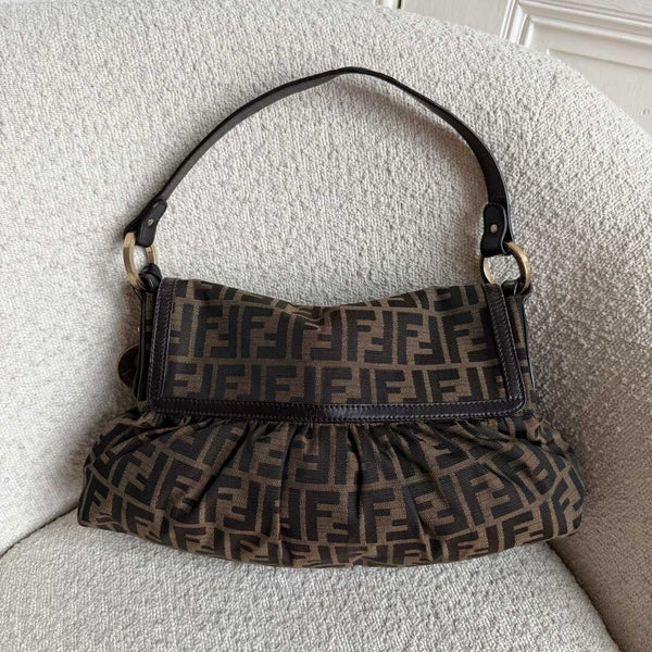 Fendi Zucca Chef Dark Brown Shoulder Bag