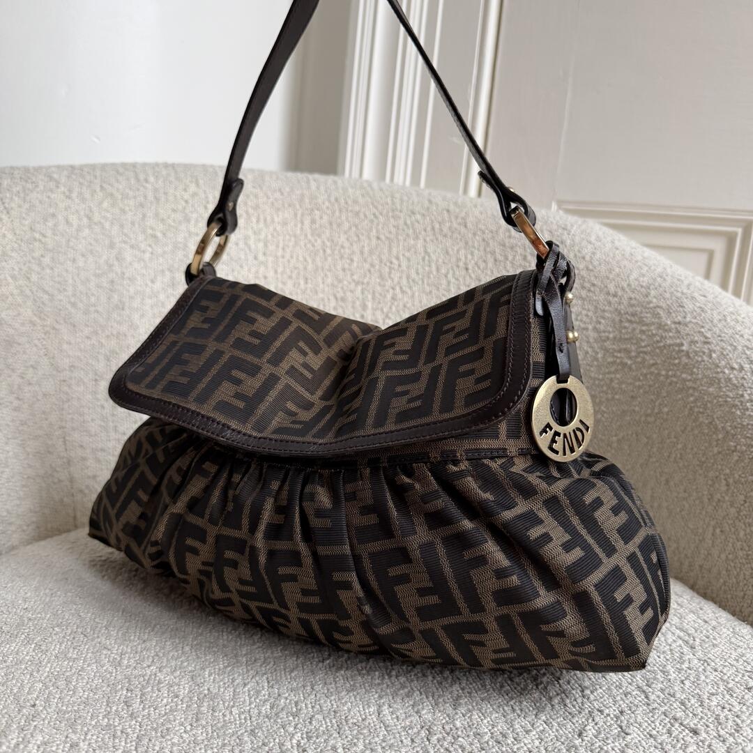 Fendi Zucca Chef Dark Brown Shoulder Bag