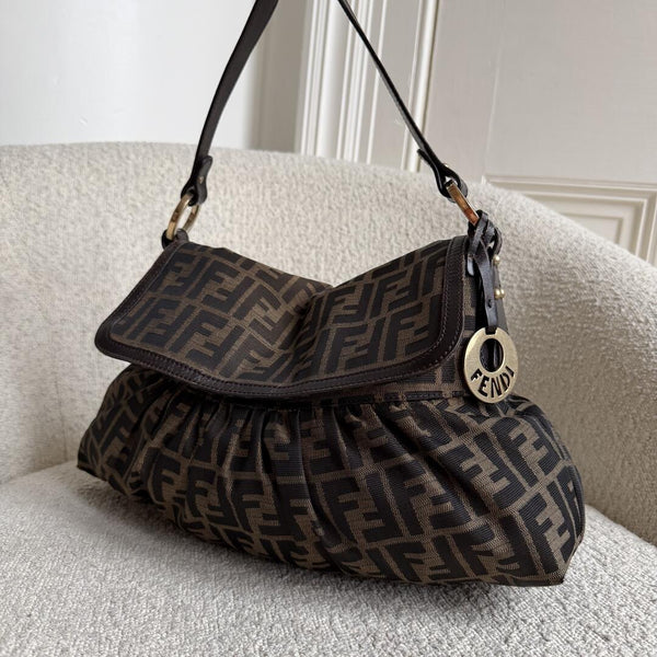 Fendi Zucca Chef Dark Brown Shoulder Bag