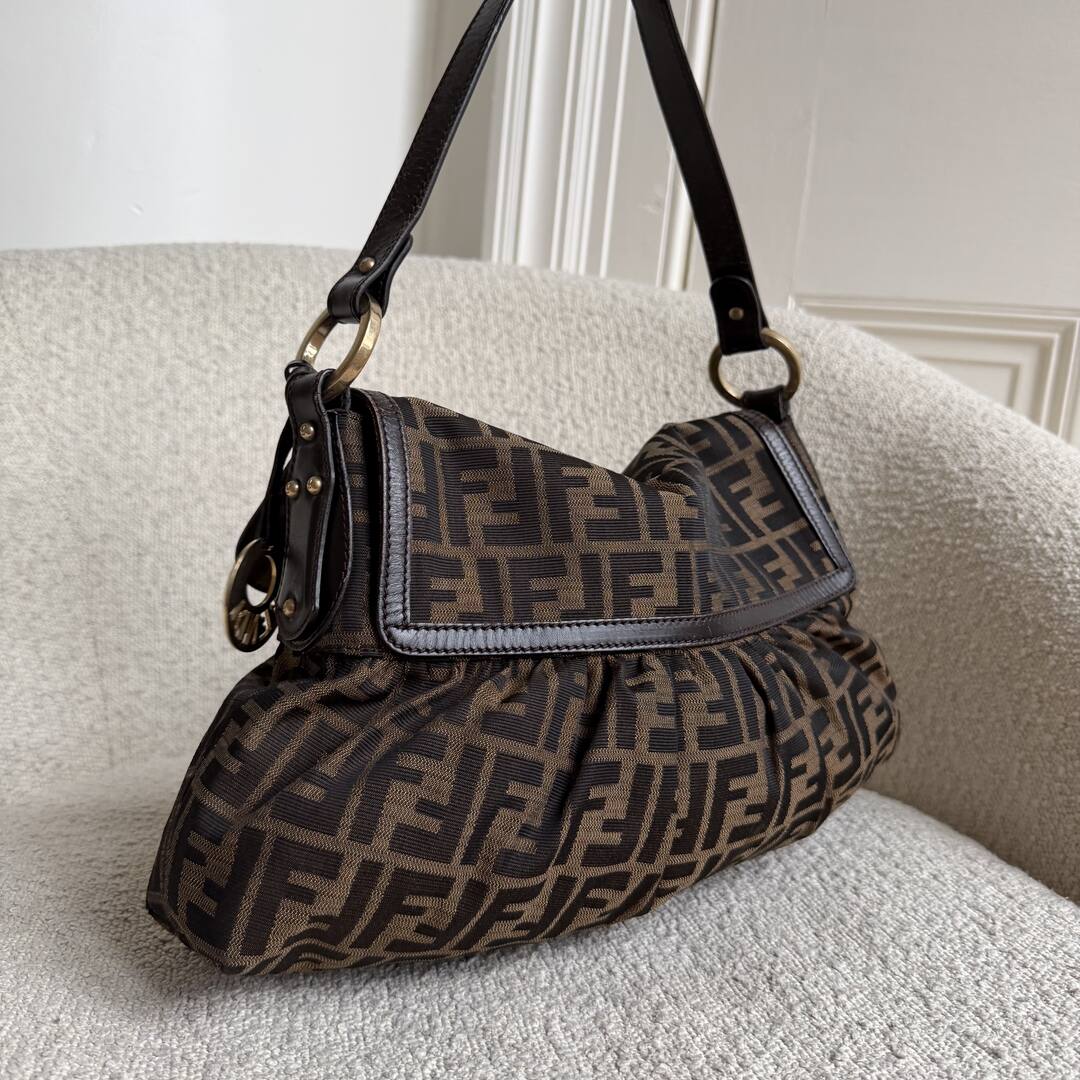 Fendi Zucca Chef Dark Brown Shoulder Bag
