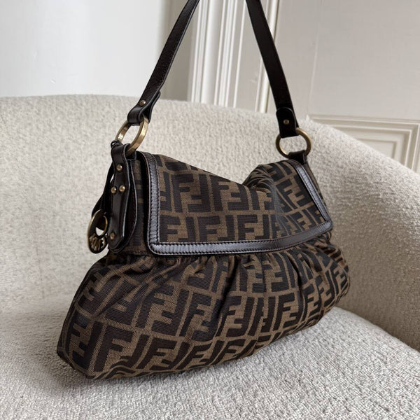 Fendi Zucca Chef Dark Brown Shoulder Bag