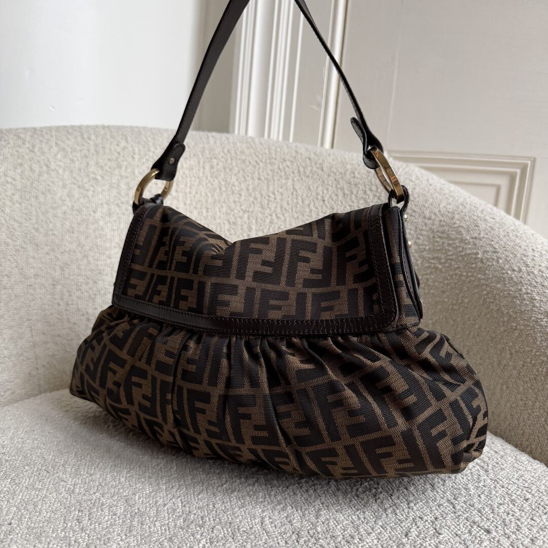 Fendi Zucca Chef Dark Brown Shoulder Bag