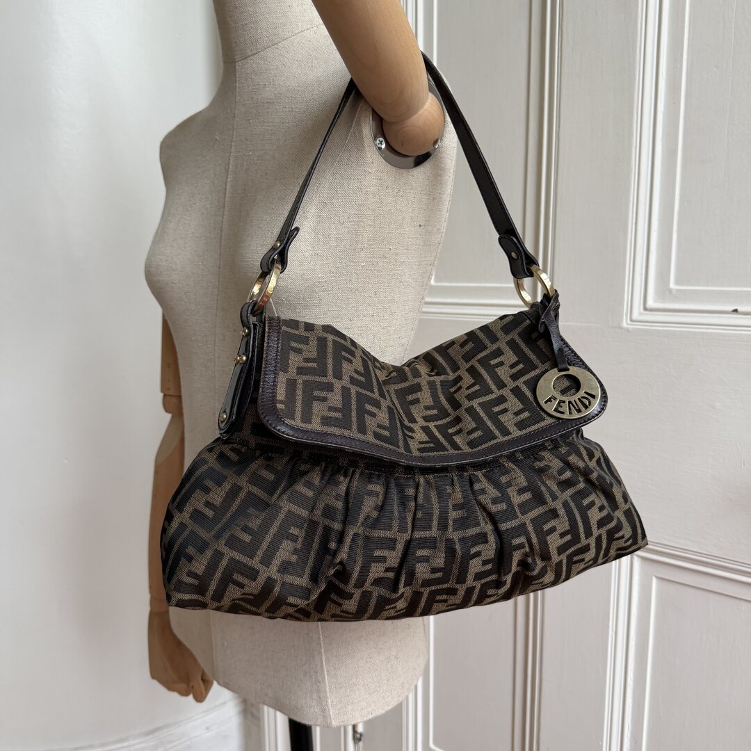 Fendi Zucca Chef Dark Brown Shoulder Bag