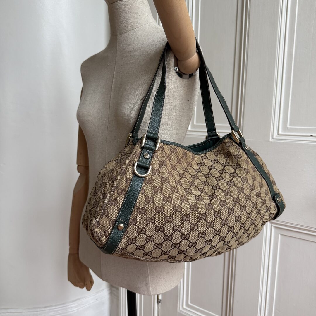 Gucci GG Canvas Abbey Green Tote Bag