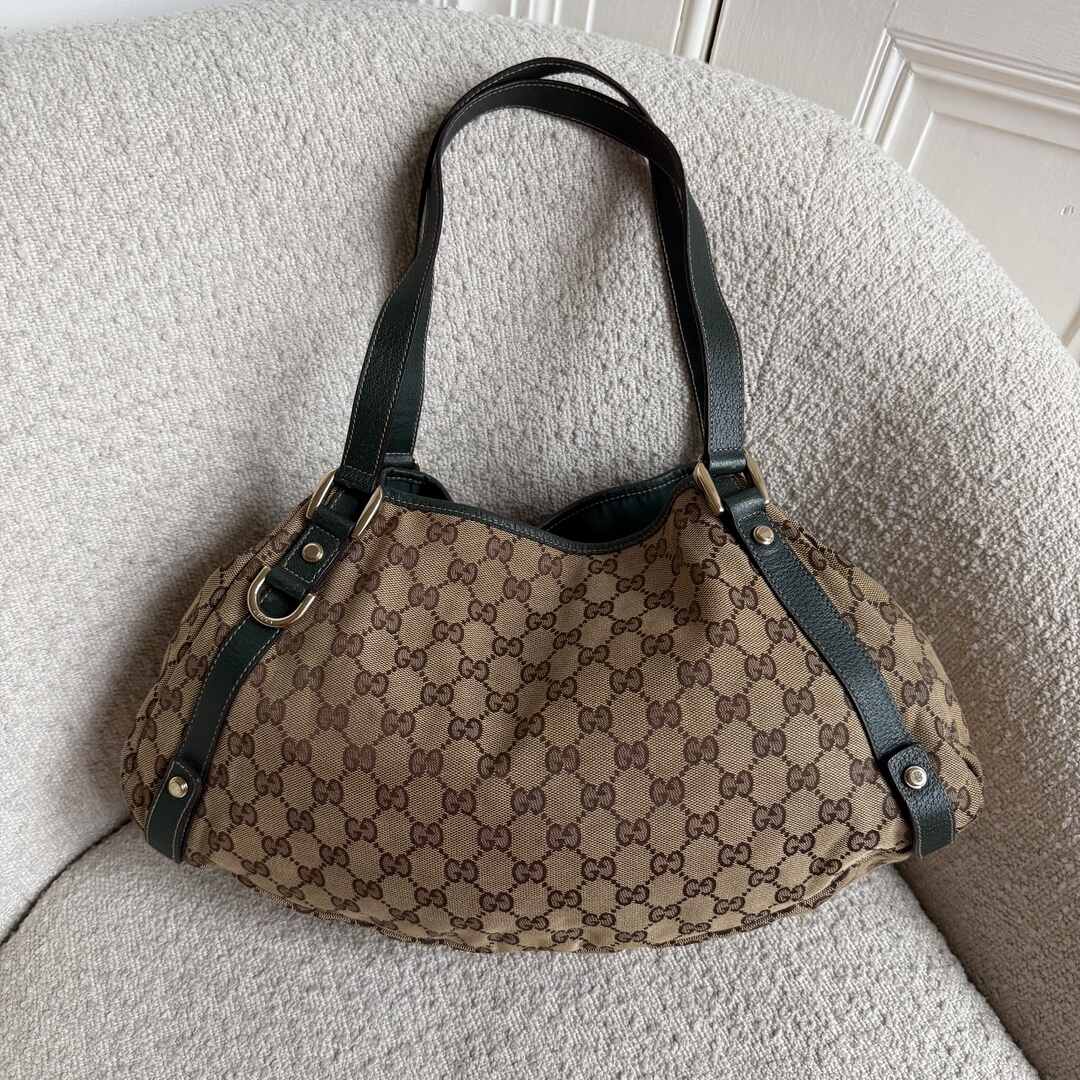 Gucci GG Canvas Abbey Green Tote Bag