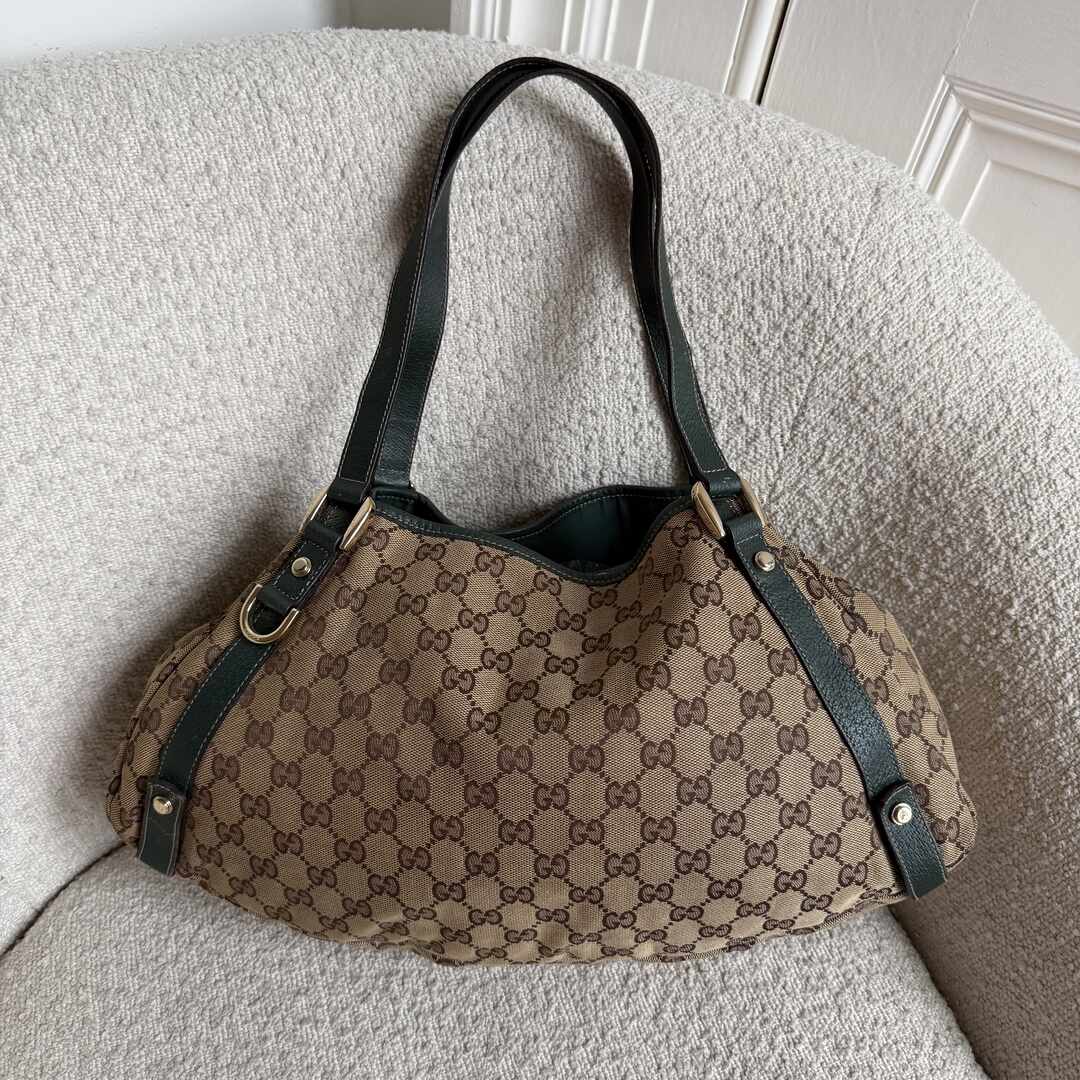 Gucci GG Canvas Abbey Green Tote Bag