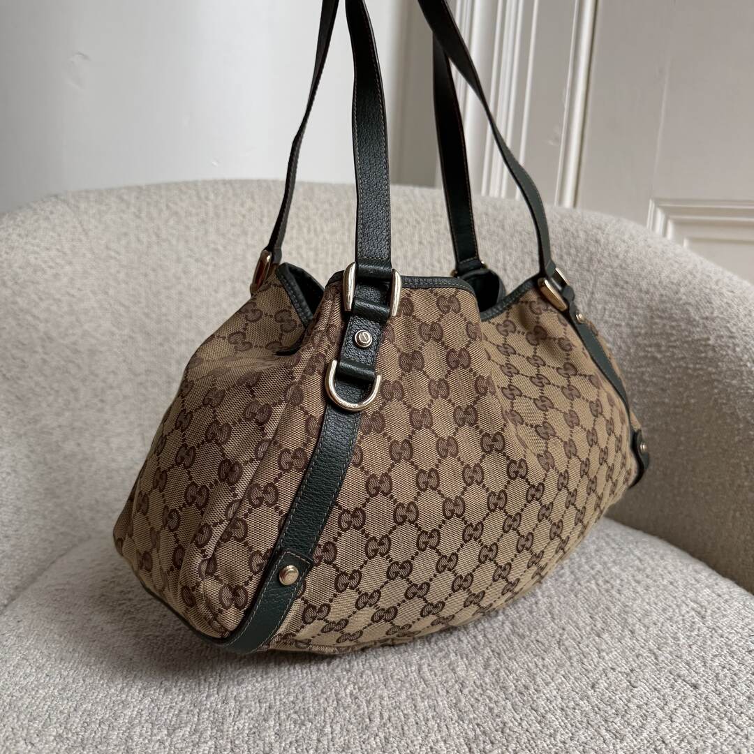 Gucci GG Canvas Abbey Green Tote Bag