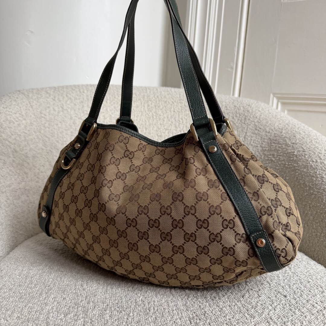 Gucci GG Canvas Abbey Green Tote Bag