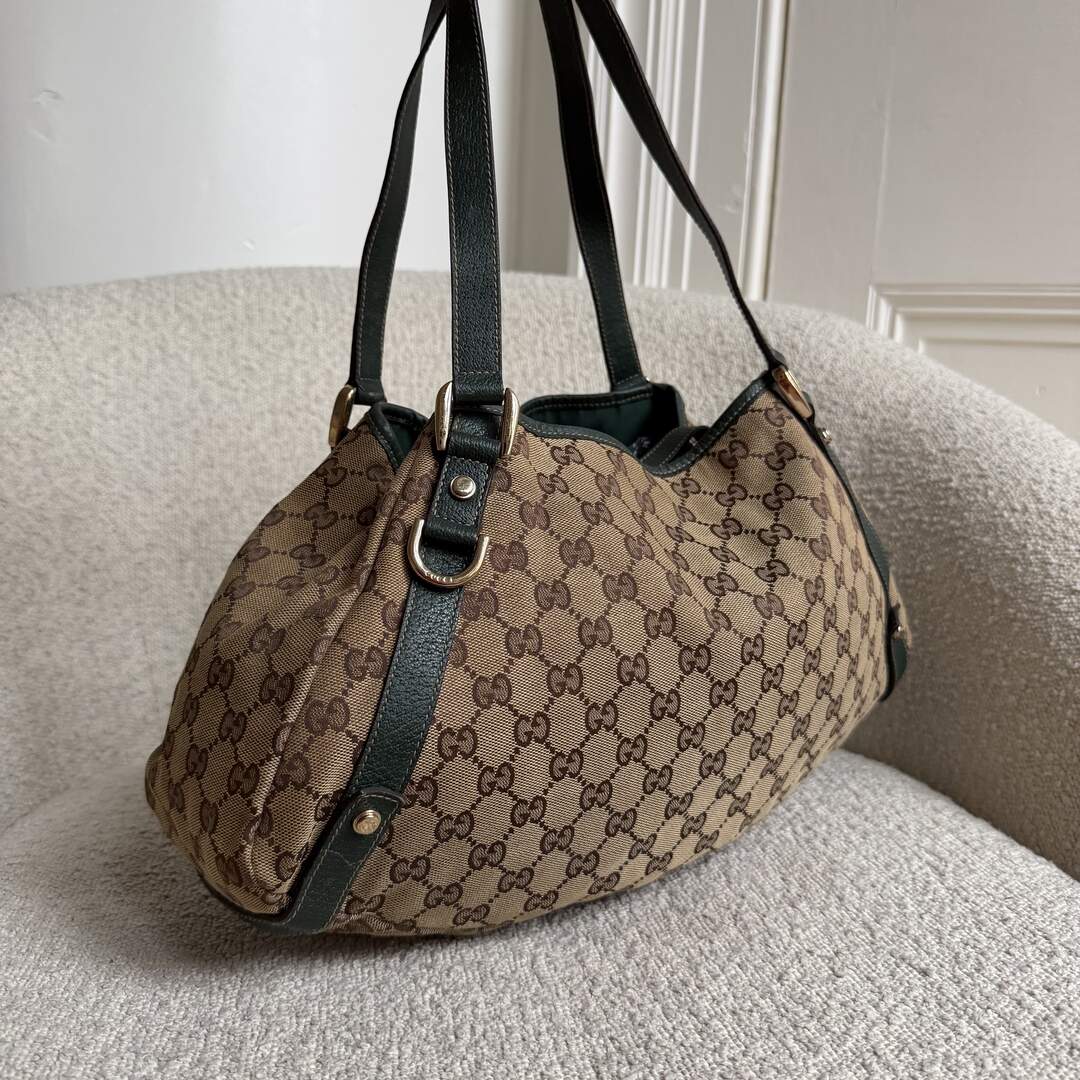 Gucci GG Canvas Abbey Green Tote Bag
