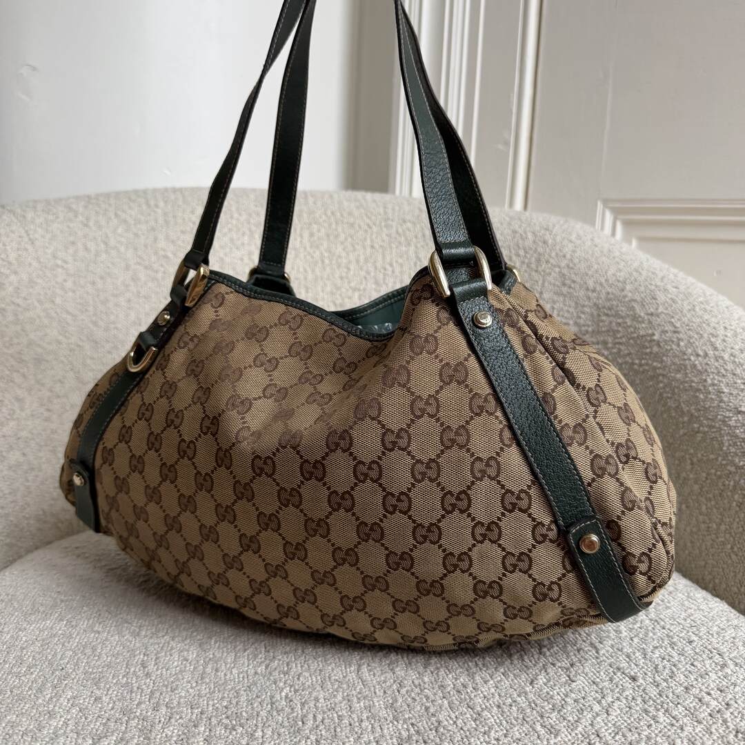 Gucci GG Canvas Abbey Green Tote Bag