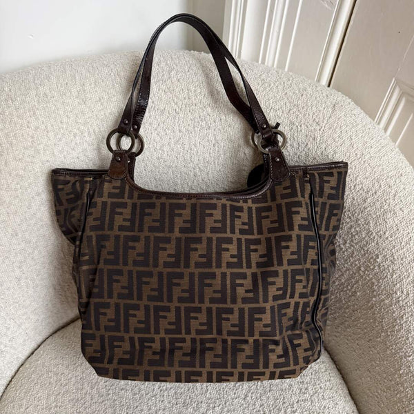 Fendi Zucca Canvas Brown Tote Bag