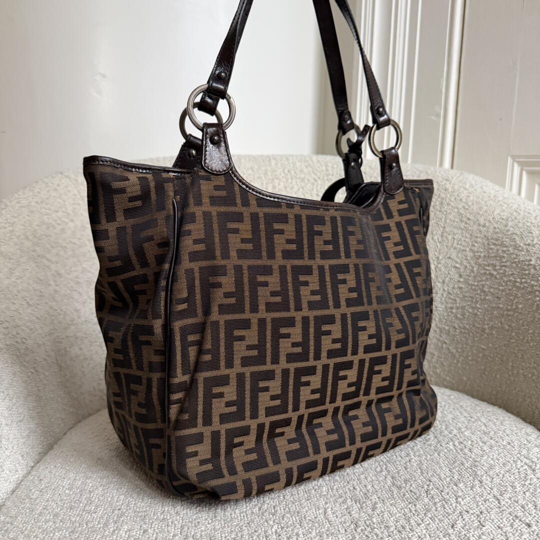 Fendi Zucca Canvas Brown Tote Bag