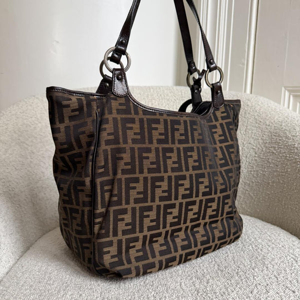 Fendi Zucca Canvas Brown Tote Bag
