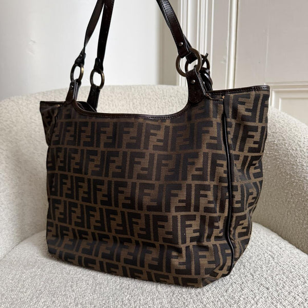 Fendi Zucca Canvas Brown Tote Bag