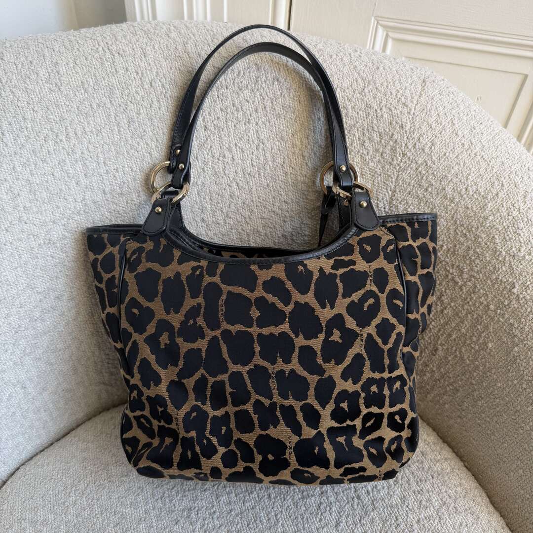 Fendi Chef Leopard Canvas Shoulder Bag